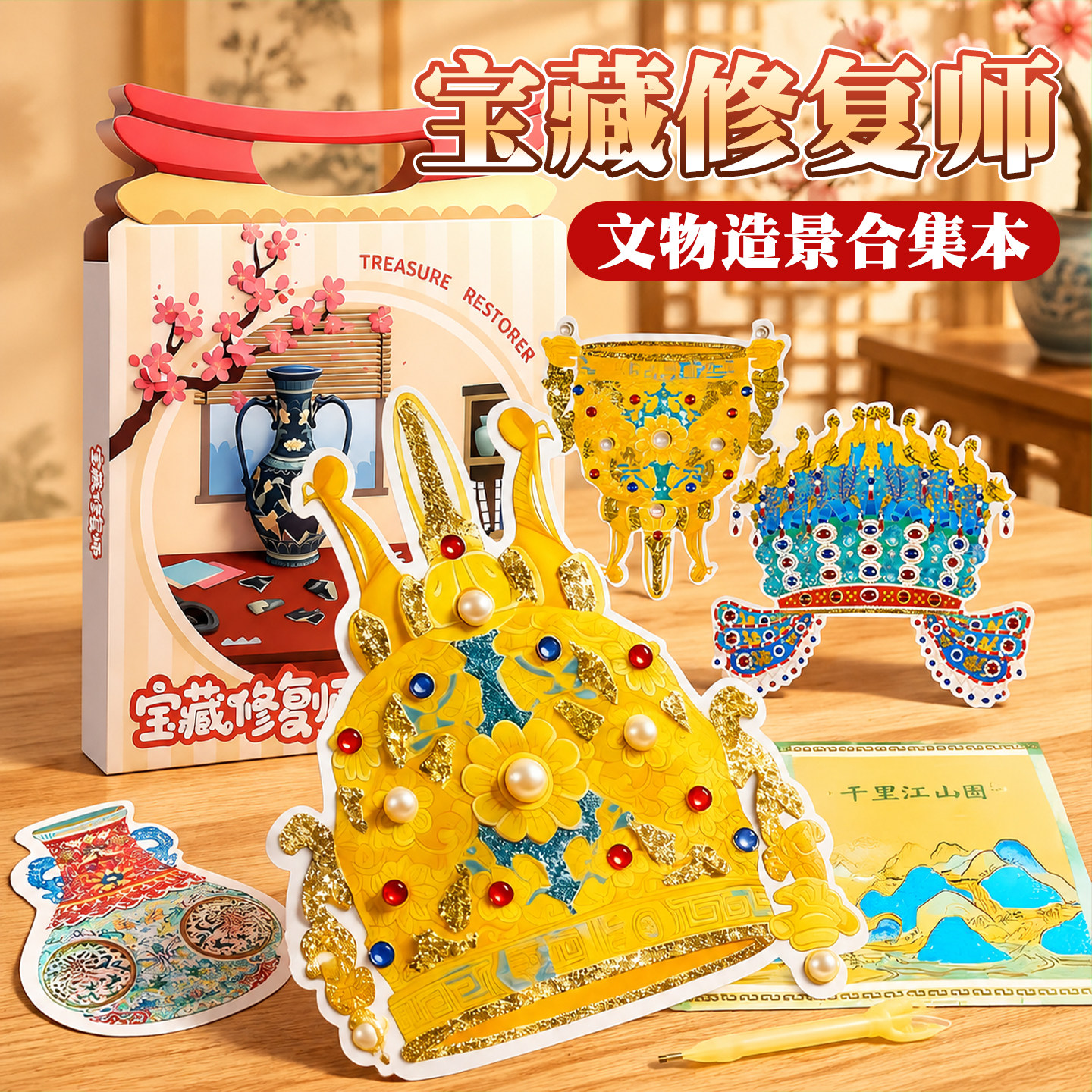 文物修复师儿童宝藏玩具合集本手工diy造景古董贴纸沙画女孩礼物6