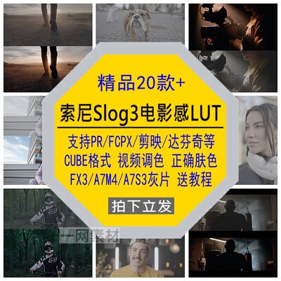 索尼Slog3商业电影感LUT视频调色FX3/A7M4/A7S3灰片素材正确肤色