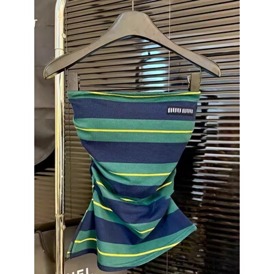 条纹辣妹抹胸吊带背心女夏内搭