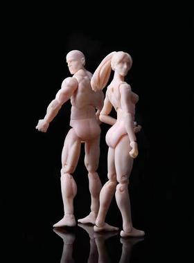 男女素体3.75寸版本灰色肤关节可动公仔绘画工具国产手办摆件模型