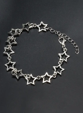 独立站镂空五角星手链 欧美男女时尚星形手饰哥特合金手链