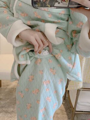 孕妇睡衣秋冬季空气棉月子服加厚纯棉产后哺乳喂奶10月份12怀孕期