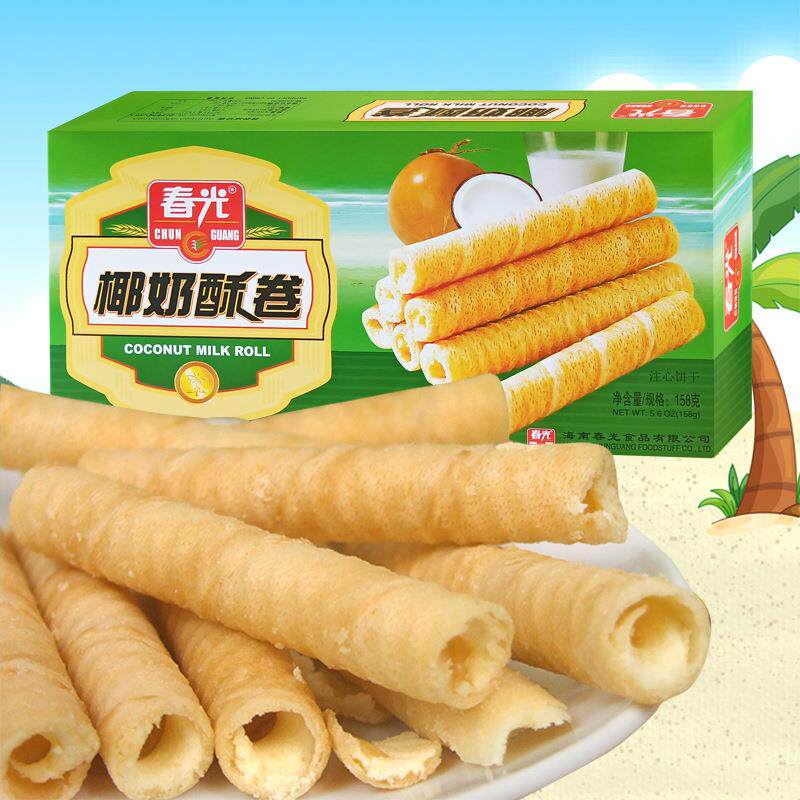 春光官方旗舰店海南特产 春光椰奶酥卷158g 椰子饼蛋卷椰香酥卷饼