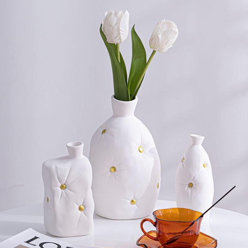 白色简约陶瓷花瓶水养北欧现代创意家居客厅餐桌干花插花装饰摆件
