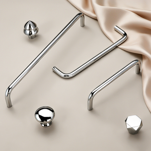 法式轻奢黄铜拉手抽屉衣柜门橱柜家具亮银新中式中古风鞋柜长把手