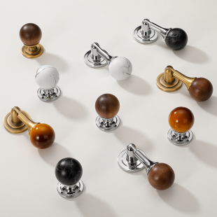 法式轻奢柜门把手衣柜门抽屉中古风圆球单孔新中式吊坠拉手大全