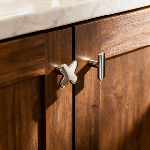 加减乘除法式极简拉手中古风橱柜门衣柜抽屉新中式轻奢亮银色把手