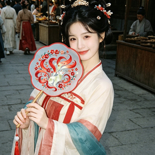 古风团扇双面刺绣苏绣花汉服配饰旗袍古装中国风拍照舞蹈道具扇子