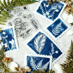 蓝晒邮票diy材料空白艺术卡纸画纸文创特色课程青少年研学美育