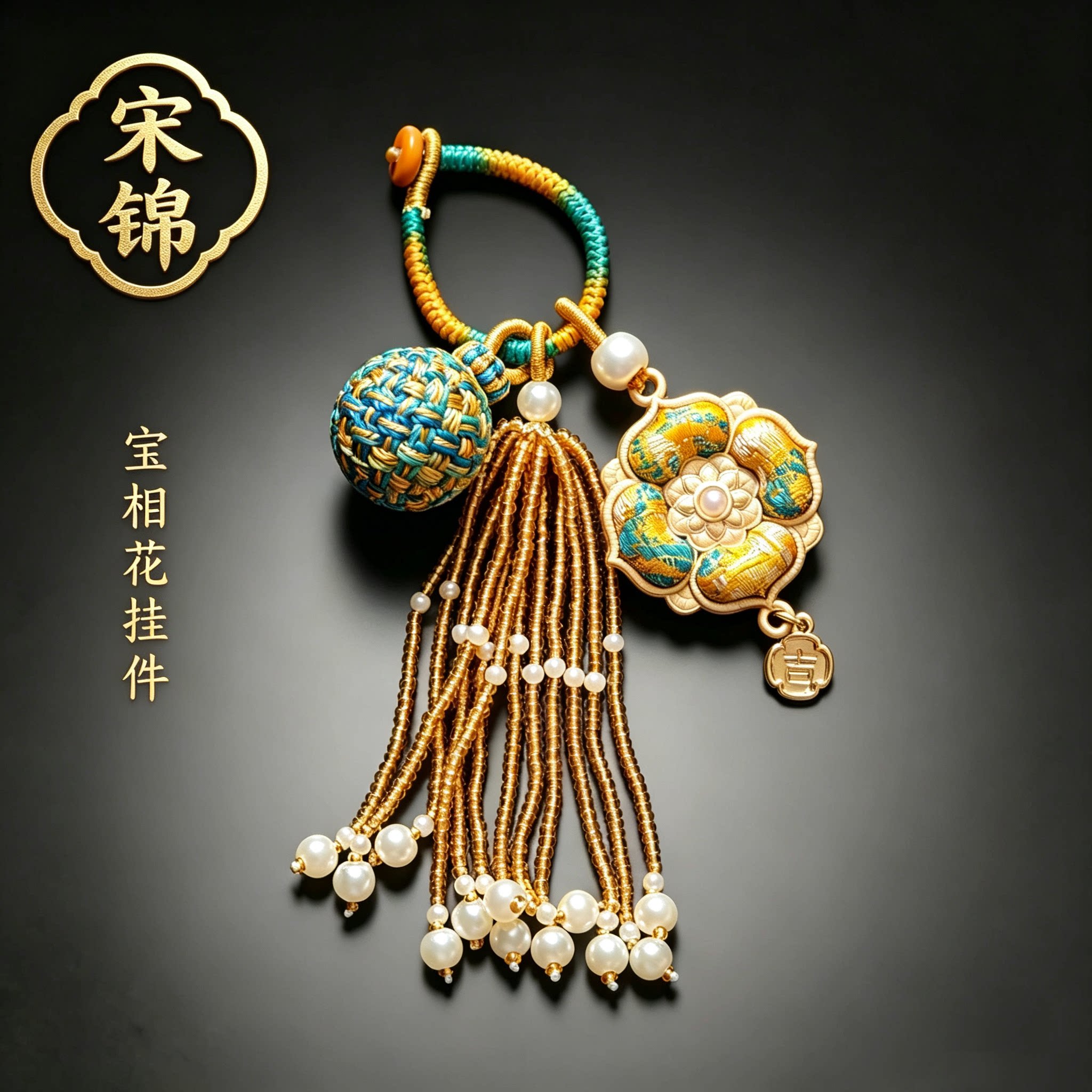非遗仿宋锦宝相花手工diy材料包挂件