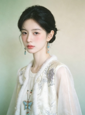 ［庄周梦蝶］宋锦蝴蝶流苏项链女款新中式长款毛衣链国风挂绳配饰