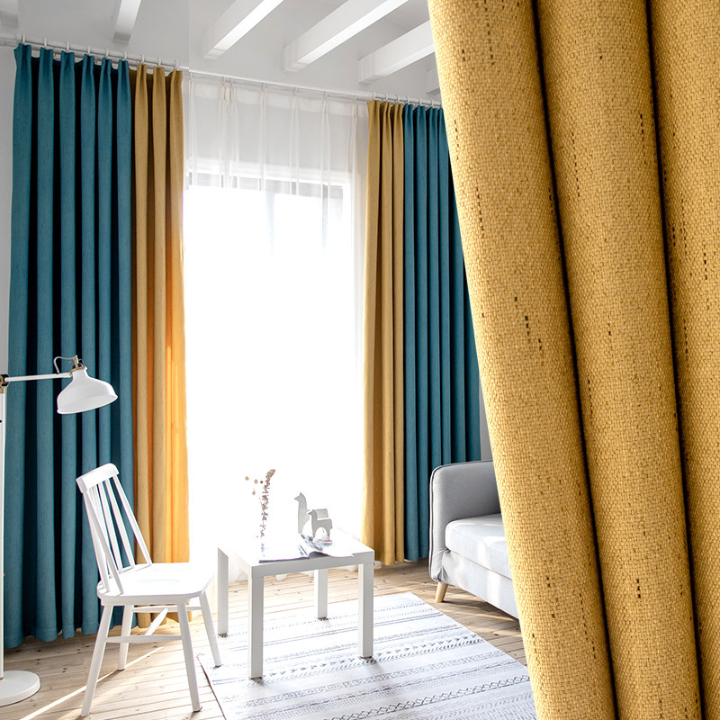 加厚窗帘遮光卧室北欧简约挂钩式2022年新款客厅现代全布仿棉亚麻