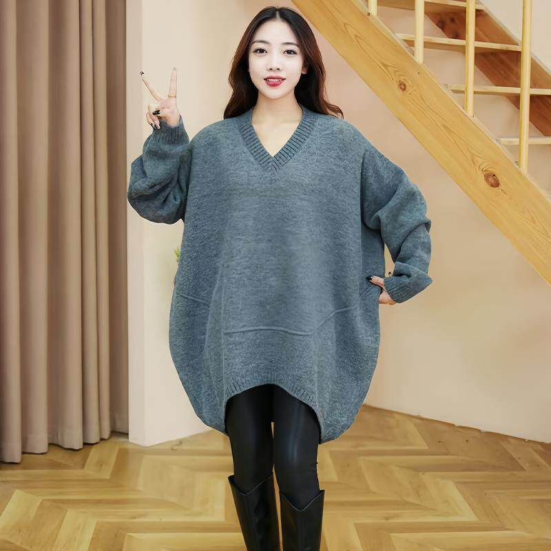 JOYIASS时尚V领针织毛衣女款2025新款秋冬宽松慵懒风绝美巨好看的