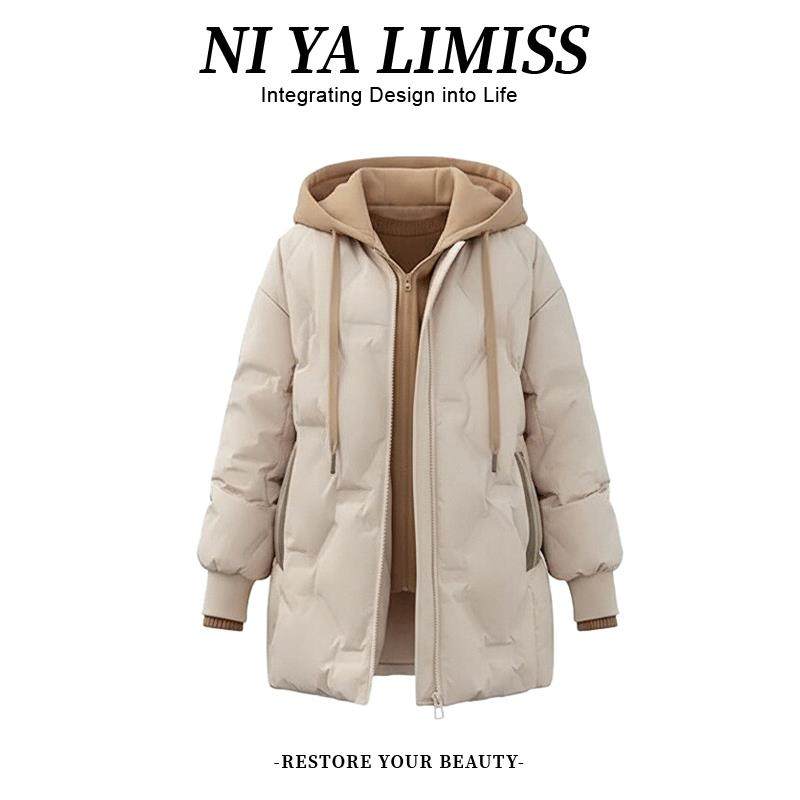 JOYIASS服女款2025冬季新款可拆卸卫衣领加绒衣加厚保暖袄外套