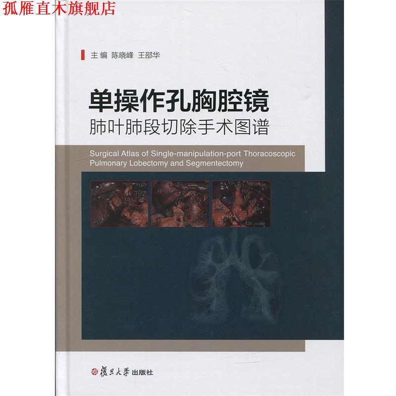 【正版书】 单操作孔胸腔镜肺叶肺段切除手术图谱 陈晓峰,王邵华 编 复旦大学出版社