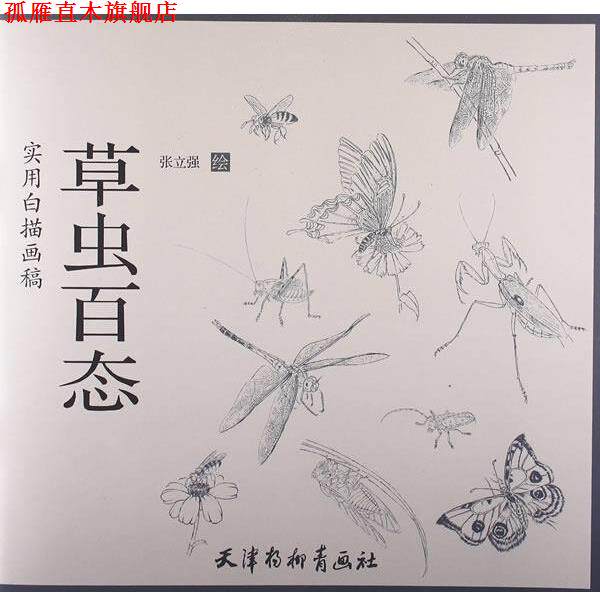 【正版书】 实用白描画稿 草虫百态 张立强 绘 天津杨柳青出版社