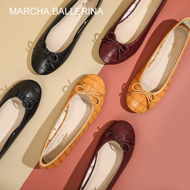 marcha ballerina/玛沙芭蕾糖果色圆头芭蕾舞百搭浅口单鞋女平底