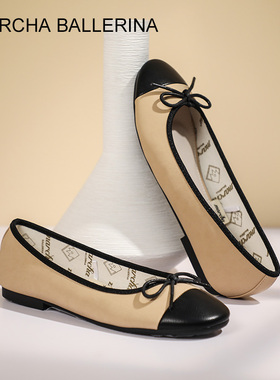 marcha ballerina浅口圆头芭蕾舞鞋小香风舒适平底蝴蝶结单鞋百搭