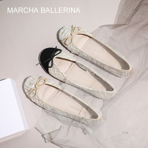 marcha玛沙芭蕾蝴蝶结平底鞋四季