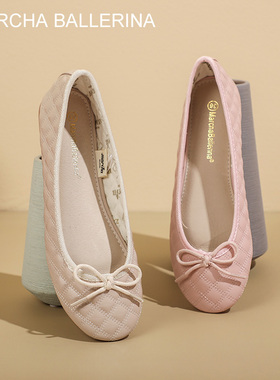 marcha ballerina/玛沙芭蕾单鞋正装鞋韩版百搭圆头平底蝴蝶结鞋