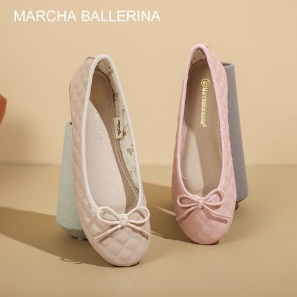 marcha ballerina/玛沙芭蕾单鞋正装鞋韩版百搭圆头平底蝴蝶结鞋