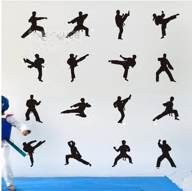 跆拳道动作墙贴人物体式招式装饰贴画健身房武术道馆装饰贴学校贴