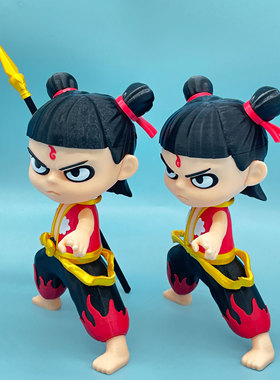 【限量发售】3D打印国潮哪吒双生潮玩手办 红金战甲烈焰动态造型