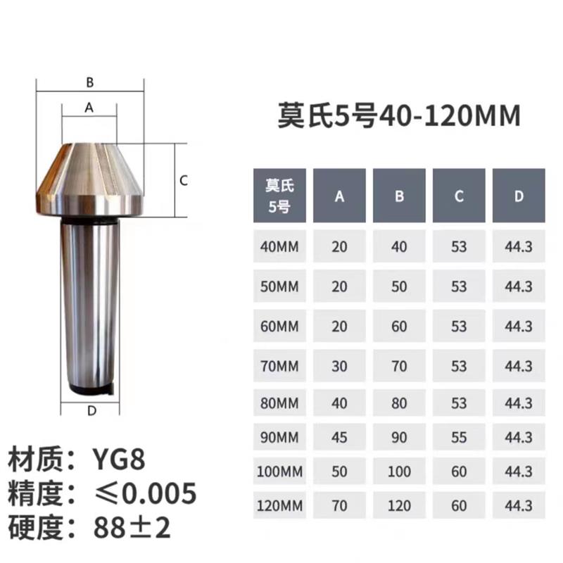 新款合金条伞形固定顶尖磨床配用莫氏锥柄3/45号大头合金蘑菇包邮