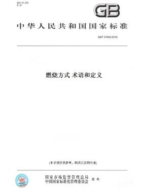 【纸版图书】GB/T37650-2019燃烧方式术语和定义