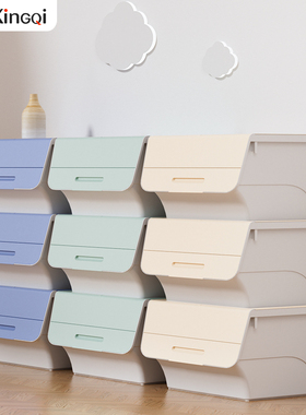 兴起家用前开式翻盖零食收纳储物箱书本衣物整理箱儿童玩具收纳箱