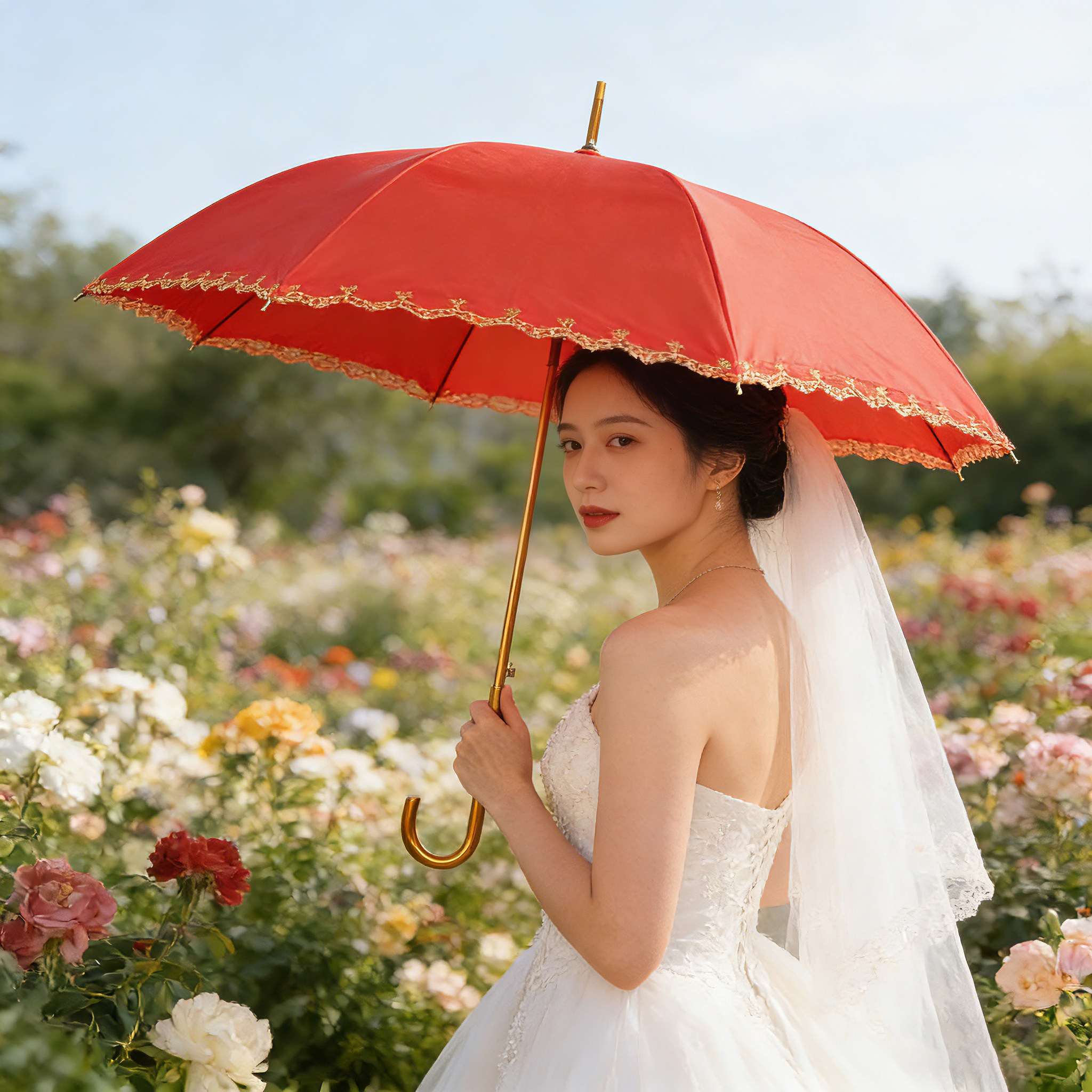 红伞出嫁结婚伞高级婚庆专用新娘伞婚伞婚礼雨伞陪嫁接亲中式喜伞