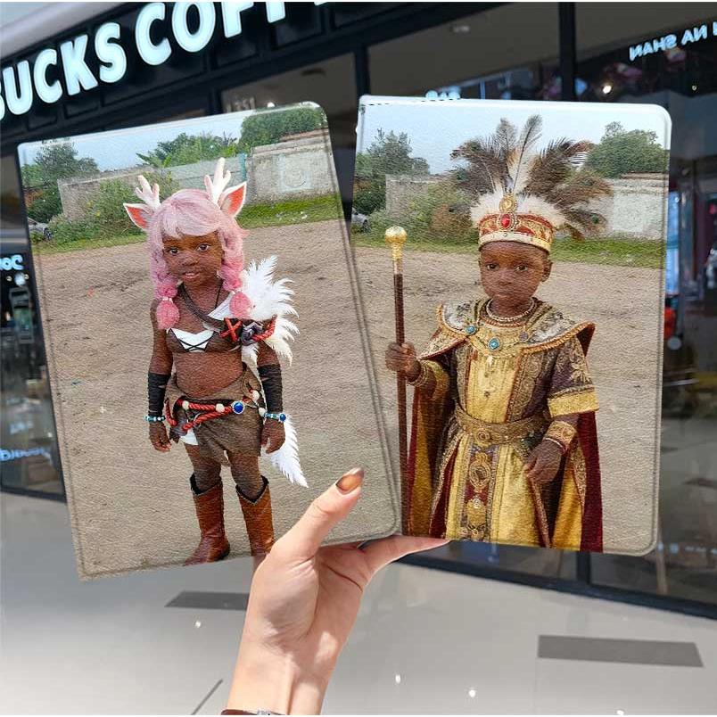 非洲十二少华为平板matepad11保护套5s壳air12抽象v8pro女生8荣耀9m6外壳5小米7三折6pro适用7s红米kpad2024