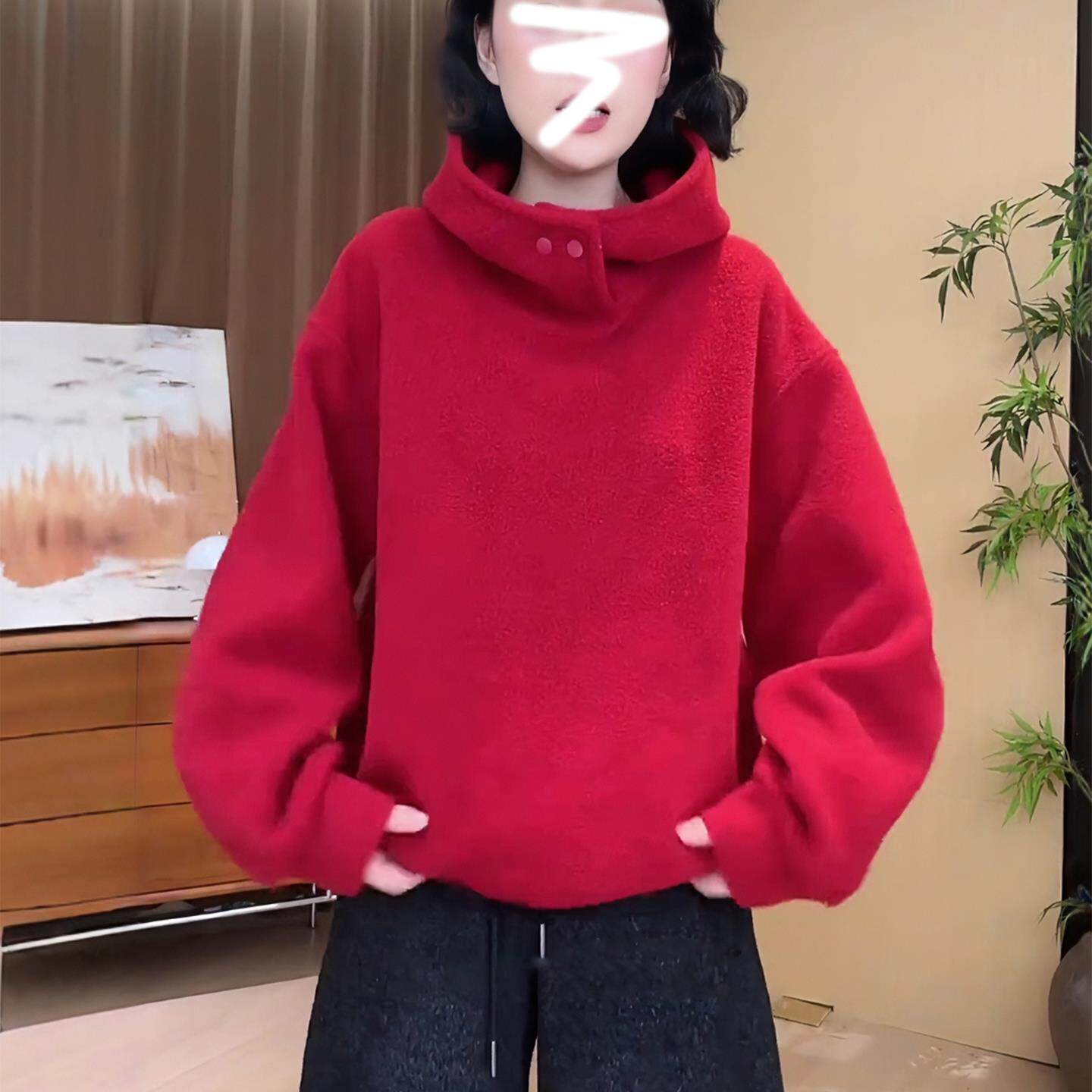 JOYIASS连帽加厚加绒长袖卫衣女款2025新款秋冬季时尚洋气宽松慵