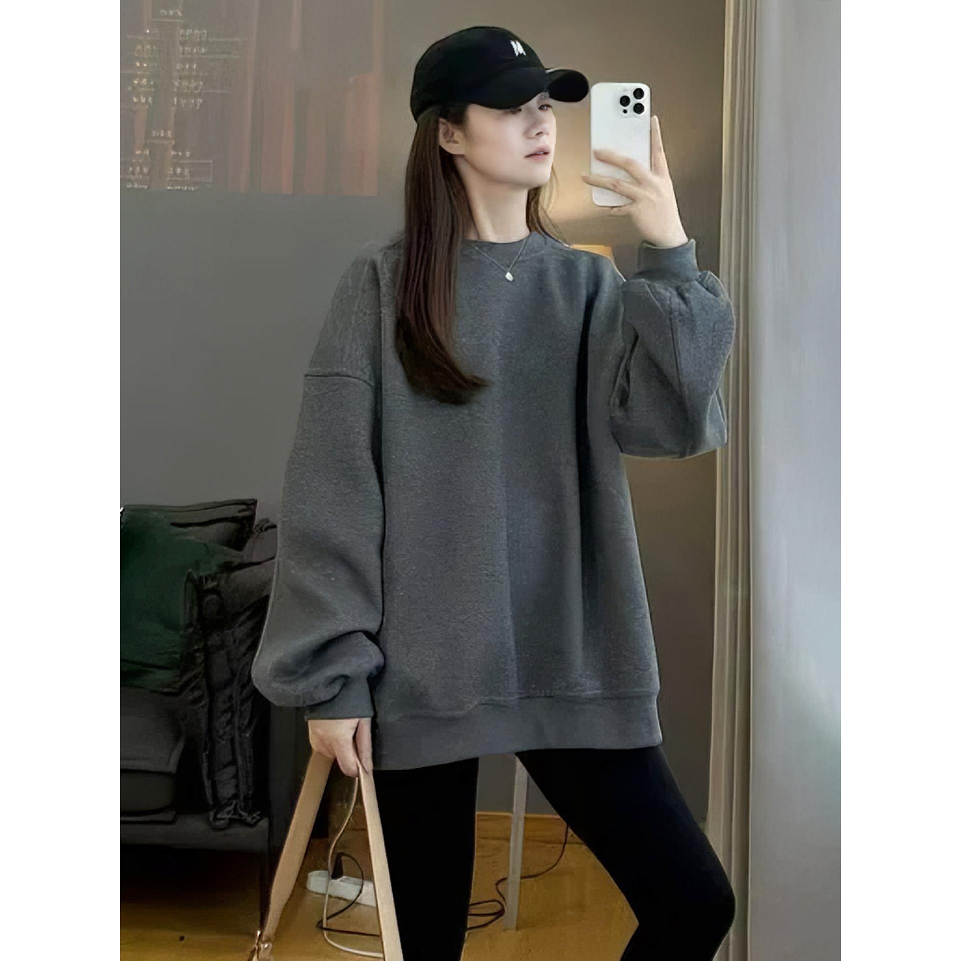 JOYIASS美式圆领长袖卫衣无帽女2025新款秋冬季爆款时尚洋气宽松