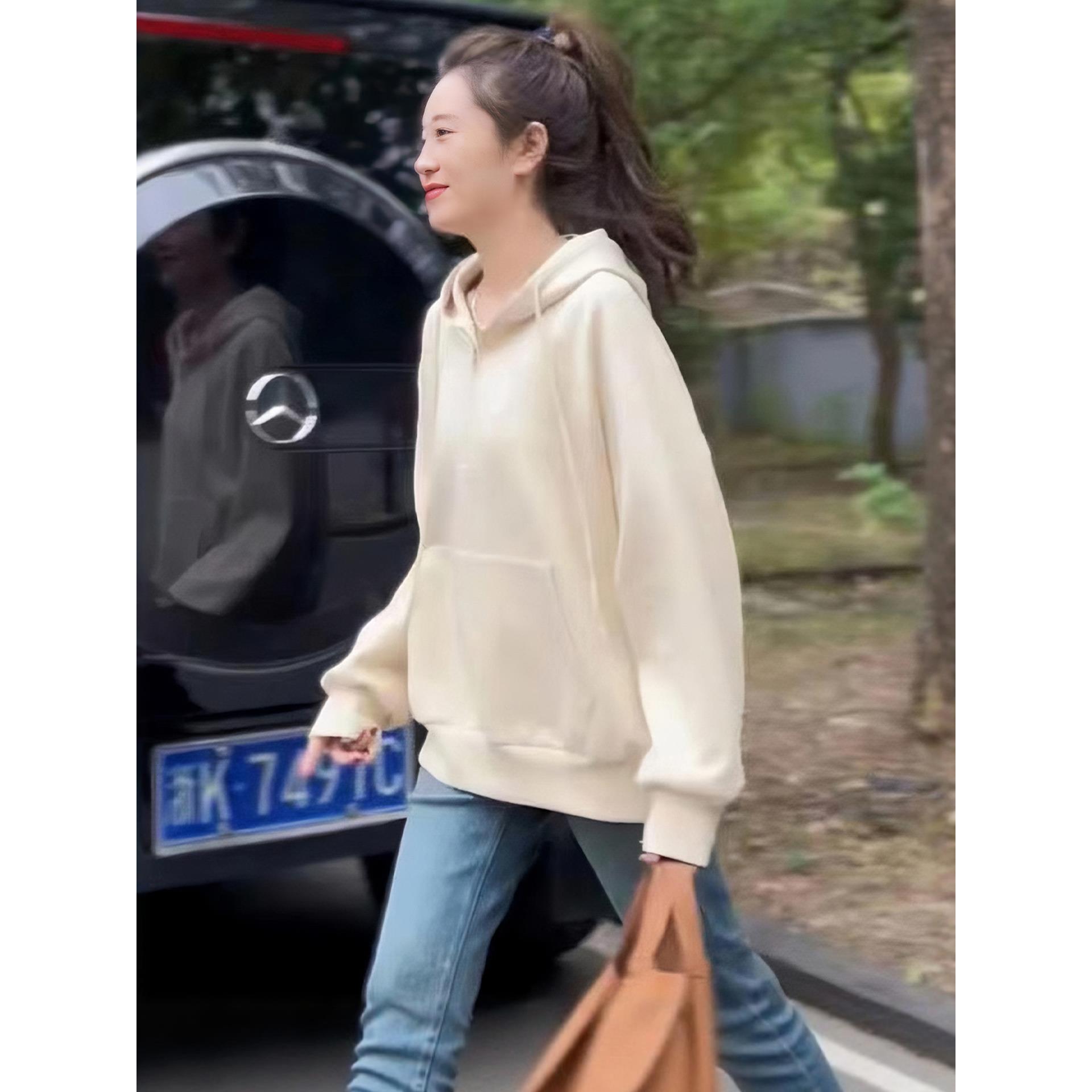 JOYIASS美式慵懒chic连帽半拉炼卫衣女2025秋季新款爆款时尚洋气