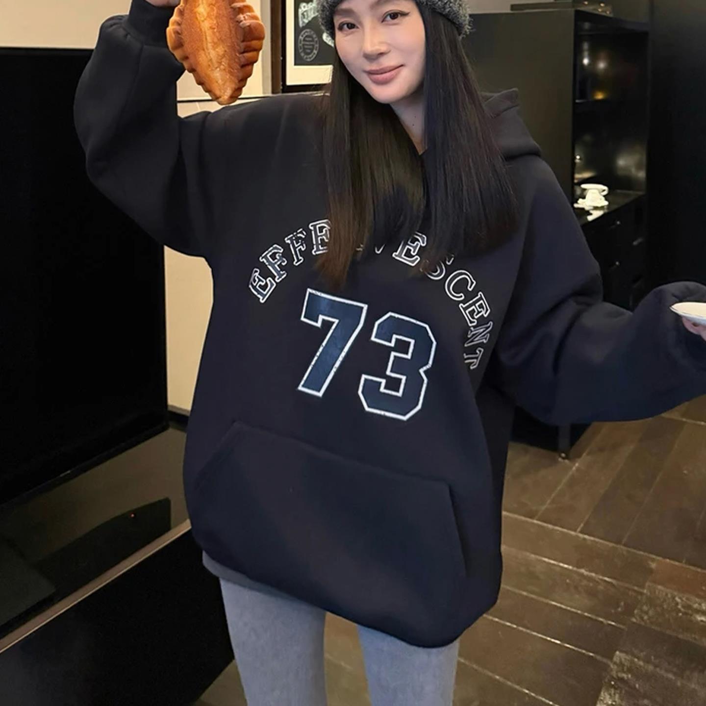 JOYIASS美式连帽加厚加绒卫衣女款2025新款秋冬季爆款时尚洋气慵