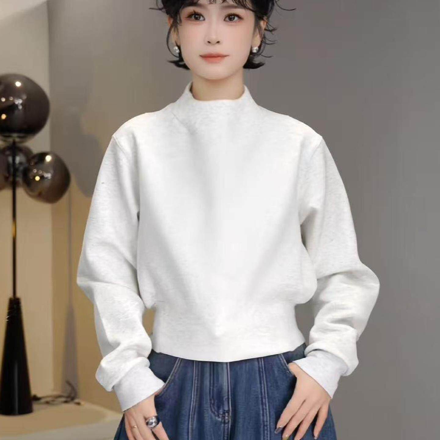 JOYIASS半高领长袖高质量卫衣女款2025秋冬季新款爆款小个子时尚