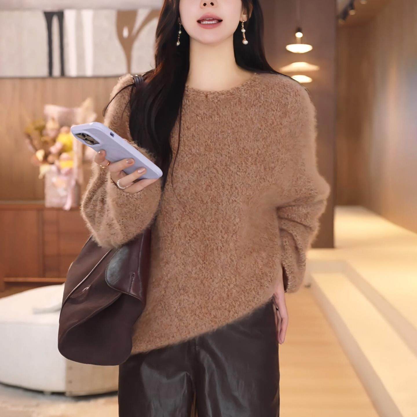 JOYIASS软糯套头毛衣针织衫女款2025新款秋冬季慵懒高级感超好看