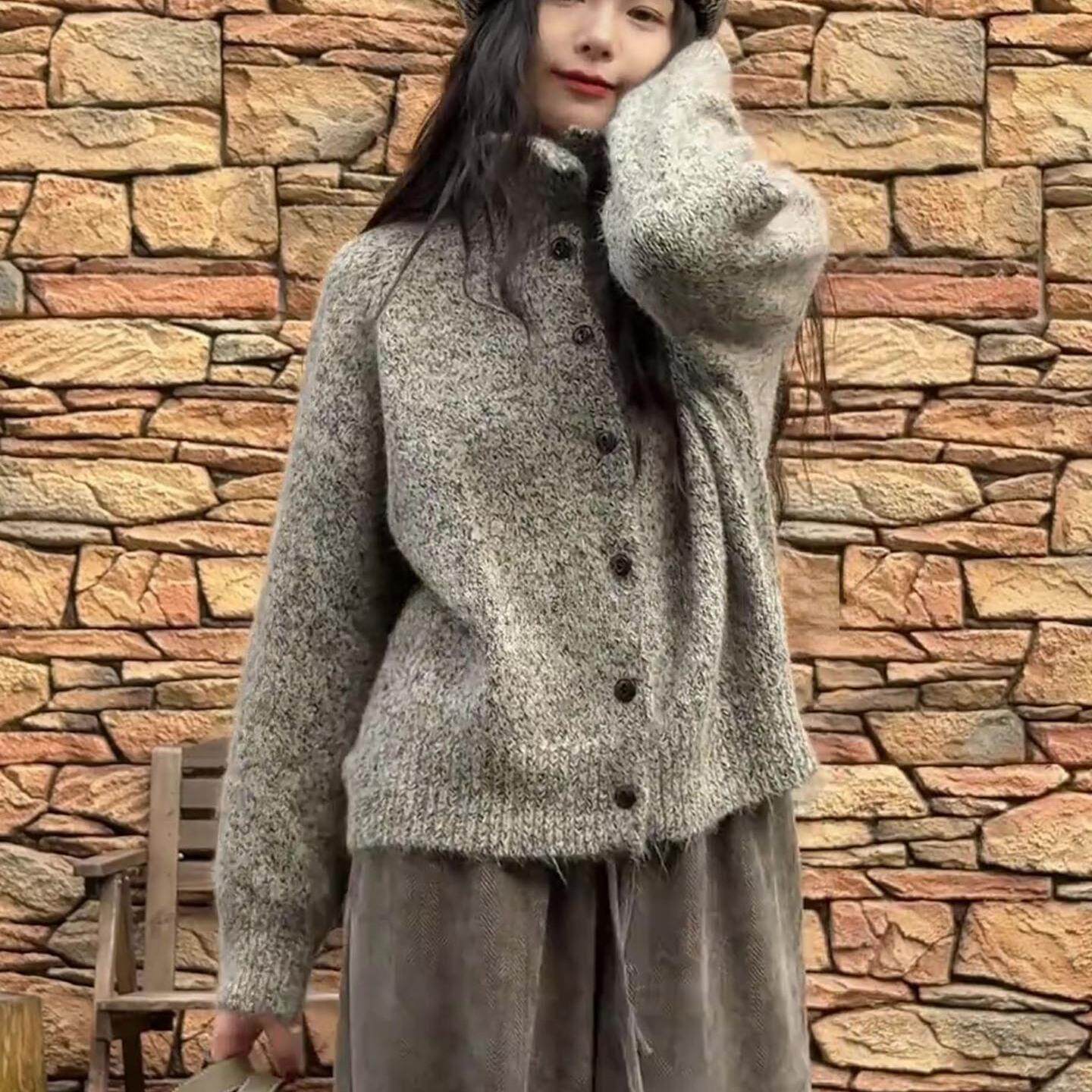 JOYIASS复古高领毛衣开衫女款2025新款秋冬季高级感超好看针织厚