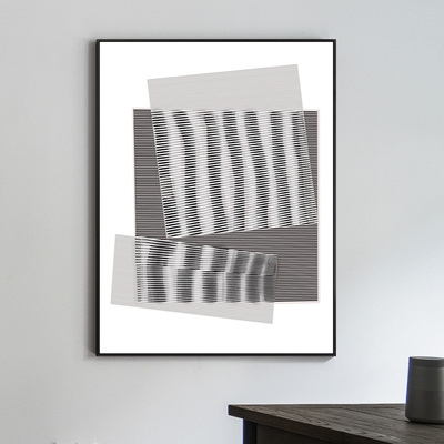 极简主义客厅现代抽象装饰画办公室沙发背景墙黑白简约挂画大幅