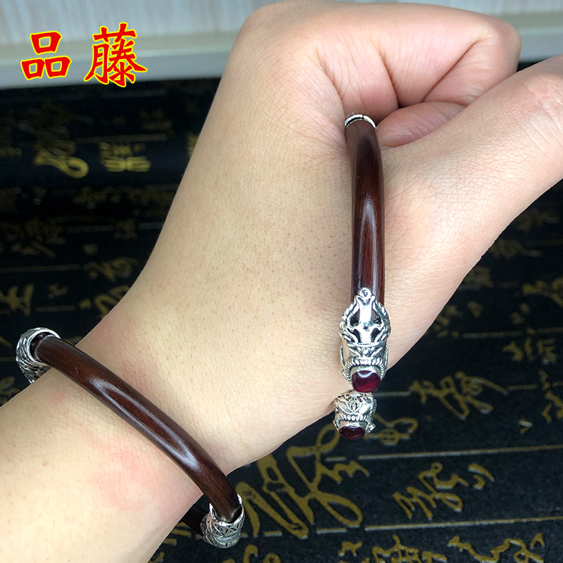 西藏古风开口拼接饰品鸡血藤手镯