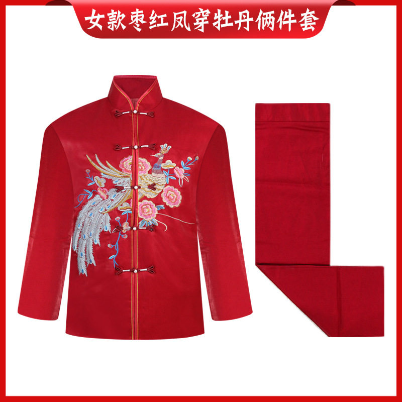 寿衣男女罩衣罩裤寿服电脑绣花老人冲喜服殡葬用品国风水晶棉系列