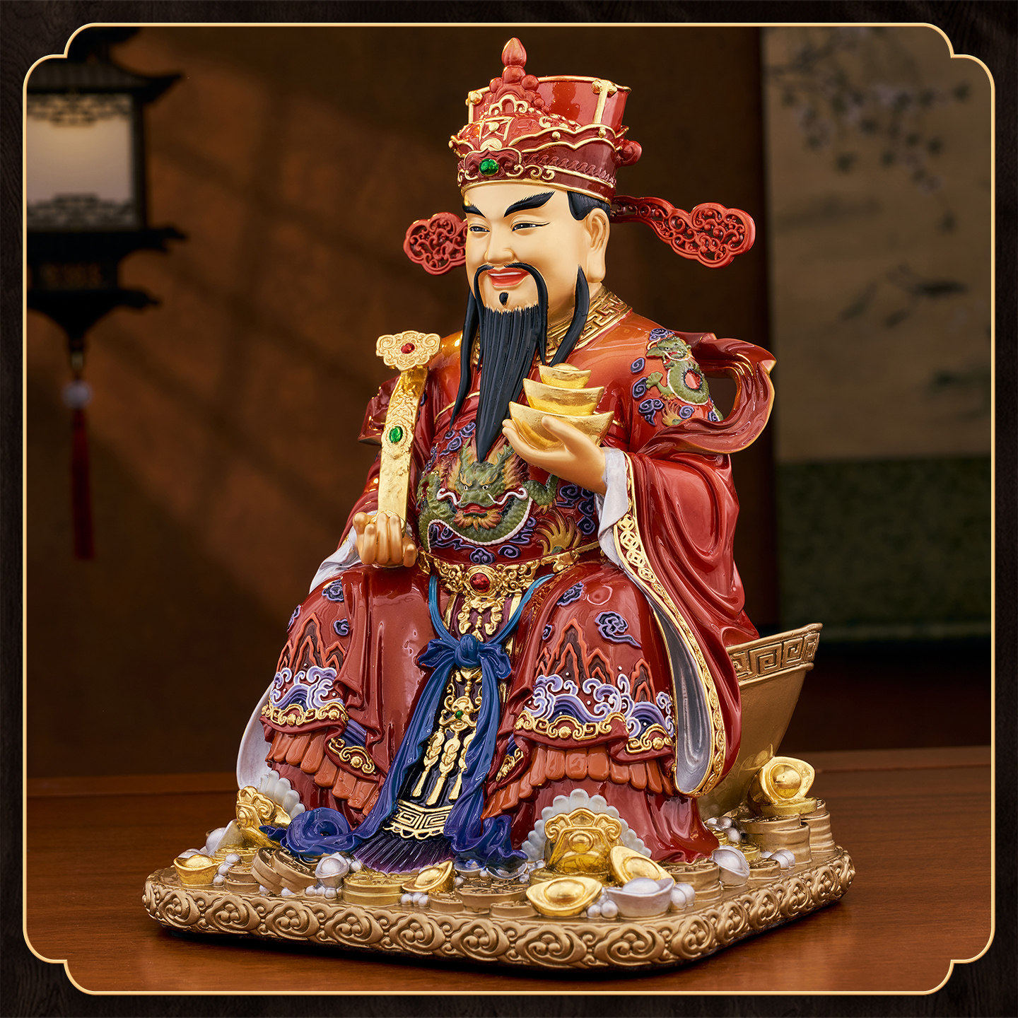 纯铜财神爷神像招财摆件家用公司店铺开业供奉文财神比干财神佛像
