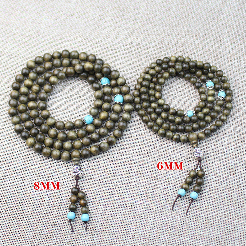 厂家金丝楠木108颗文玩手串隔珠情侣手链金丝楠佛珠念珠饰品