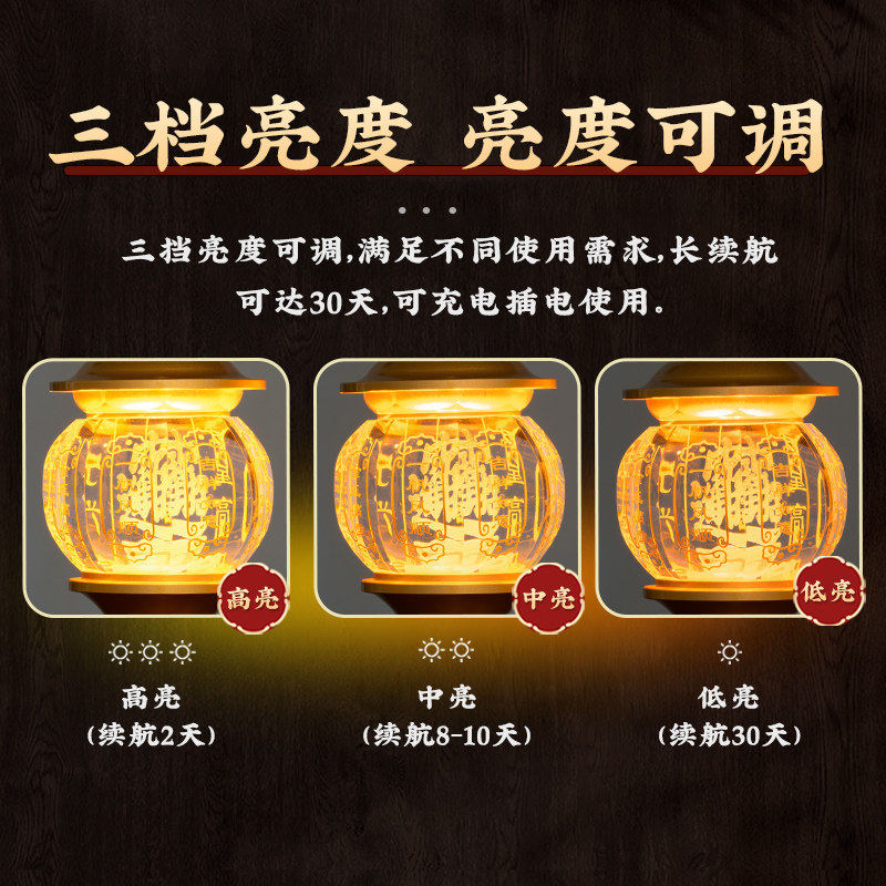 新款水晶莲花灯充电插电两用财神爷供灯关公佛前长明灯1对LED佛灯