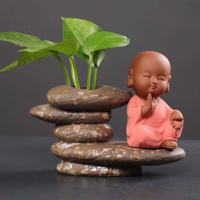 办公桌水培花瓶水种植物绿萝盆茶艺花瓶古典风小花盆石头摆件插花,鲜花速递/花卉仿真/绿植园艺,花盆,淘宝优惠券,粉丝福利购,淘宝优惠卷