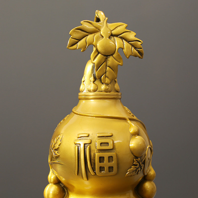 百福葫芦黄铜纳财摆件工艺品可开盖存入取出店铺摆件开业送礼装饰