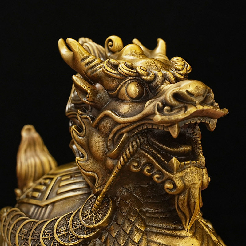 全铜龙龟摆件聚宝龙龟金钱龟神兽赑屃霸下家居办公室装饰品聚财
