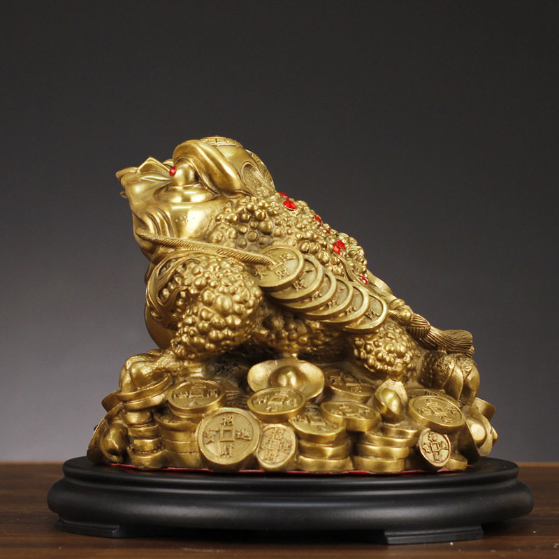 厂家黄铜金蟾摆件元宝金蝉三足蟾蜍店铺开业礼品铜器工艺品