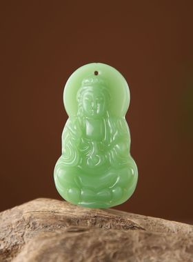 仿和田玉手持玉瓶观音男女同款南海观音项链观音菩萨毛衣链礼物厂